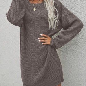 Khaki Knit Sweater Dress